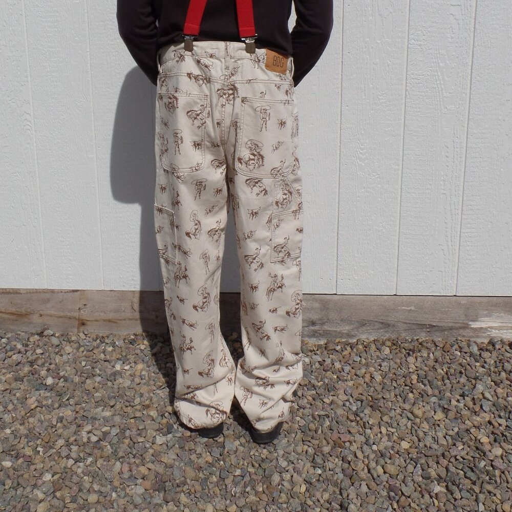URBAN OUTFITTERS BDG Cowboy Print NWOT Straight Utility Jeans Size 36/16 UNISEX - Picture 2 of 13
